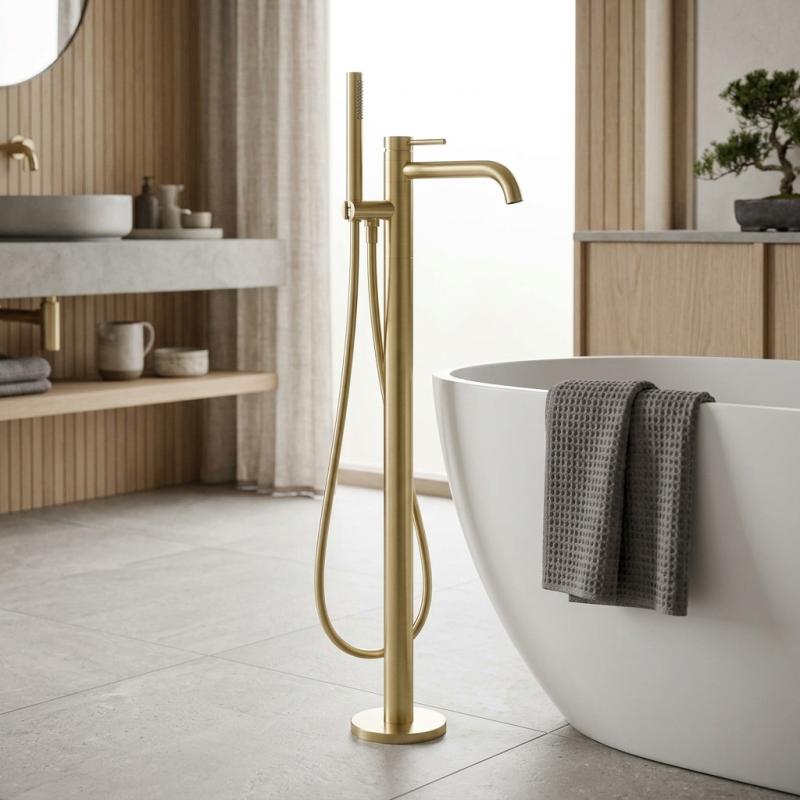 Aquanello Eterna Vrijstaande Badkraan PVD Goud met Handdouche ET3000-60